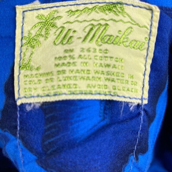 Ui Maikai Blue Hibiscus Tropical Island Vintage Hawaiian Mumu Dress Womens XL - Picture 7 of 10